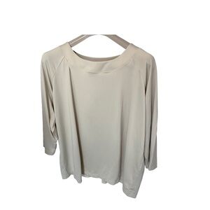 Susan Graver Style Women's Sz 3X Ivory Cream Tunic Top Blouse  3/4 sleeves. 